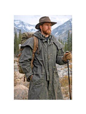 Driza-Bone Overlander Riding Coat Black Waxed Cotton Oilskin Duster Mens Size M